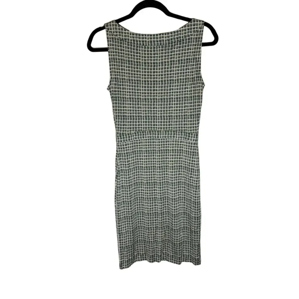 Tory Burch Paris Silk Dress Green Windowpane Double Block Sleeveless XS